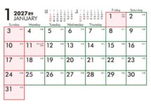 卓上スクエア文字（15カ月タイプ）六曜有
