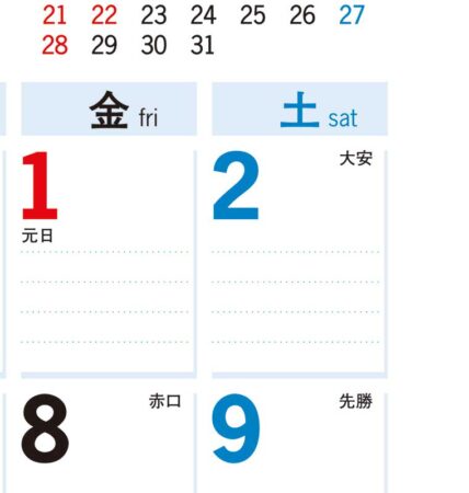 小型文字月表/拡大