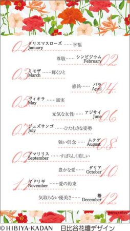 ポケットカレンダー・フラワー（メモ付）/説明