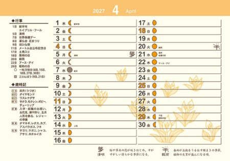 卓上L・ちょっと和なかれんだー/4月裏面
