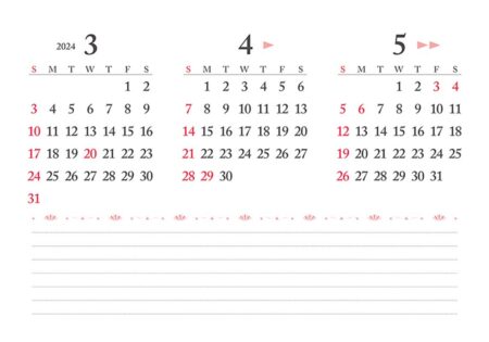 卓上L・ちょっと洋風カレンダー/3月裏面
