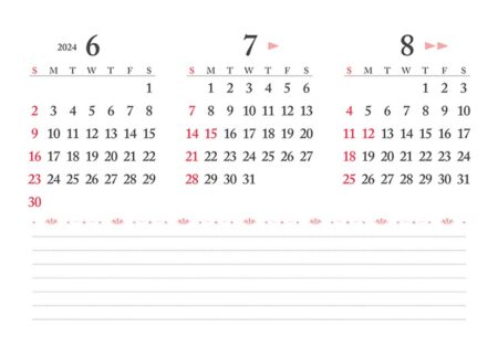 卓上L・ちょっと洋風カレンダー/6月裏面