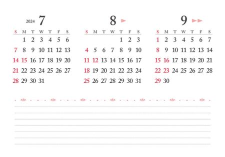 卓上L・ちょっと洋風カレンダー/7月裏面