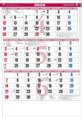カラー3ヶ月メモ・ジャンボ（日付マーカー付）-上から順タイプ--2