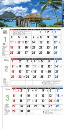 ワールド3ヶ月メモ（日付マーカー付）-上から順タイプ-/1月2月3月