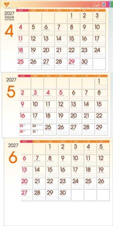 ライトカラー3ヶ月（日付マーカー付）-上から順タイプ-/4月5月6月