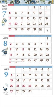 フローラル・メモ3ヶ月（日付マーカー付）−上から順タイプ−-3