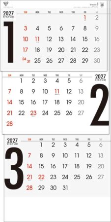 シンプル3(日付マーカー付)−上から順タイプ−/1月2月3月