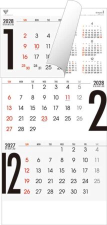 シンプル3(日付マーカー付)−上から順タイプ−/12月1月2月
