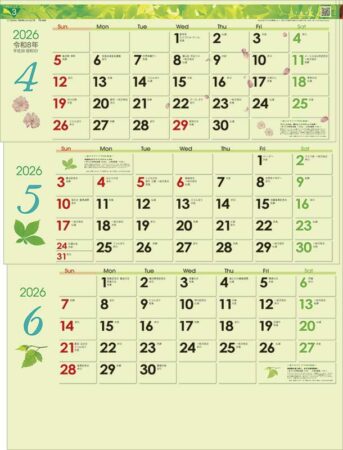 グリーン3ヶ月eco M （日付マーカー付）-上から順タイプ--2