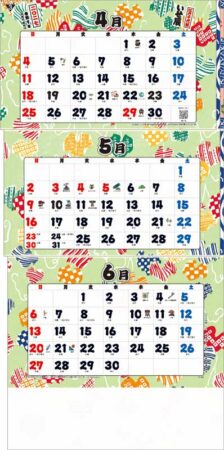 江戸千代紙 3ヶ月文字 S（日付マーカー付）-上から順タイプ-/4月5月6月
